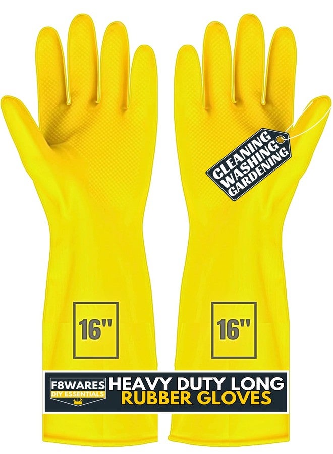 F8WARES 1Pair 16 Inch Long Hand Gloves - Rubber Gloves for Cleaning - Gloves for Washing Utensils - Gardening Gloves - Dish Washing Gloves - Kitchen - Image 1